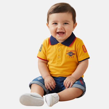 Polo avec son short à motifs assorti Jaune orangé+Rouge 1 - vertbaudet enfant 
