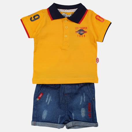 Polo avec son short à motifs assorti Jaune orangé+Rouge 5 - vertbaudet enfant 