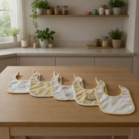 Lot de 5 bavoirs winnie coton Jaune 5 - vertbaudet enfant 