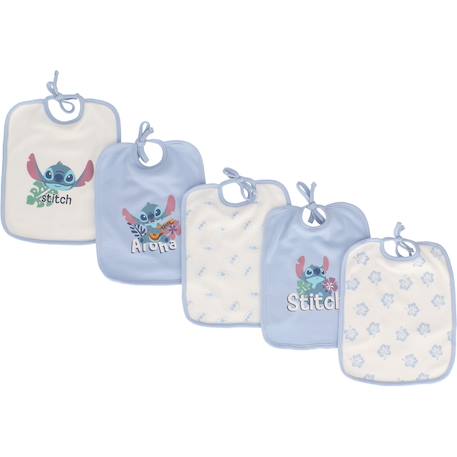Lot de 5 bavoirs stitch coton Bleu 2 - vertbaudet enfant 