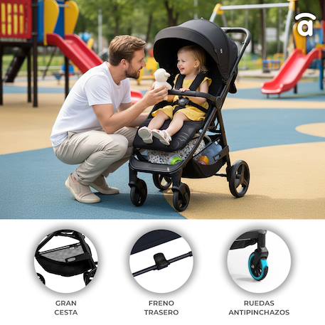 Poussette emblématique Noir+Noir et bleu+Noir et rose 18 - vertbaudet enfant 