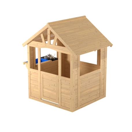 Maisonnette cabane enfant avec cuisine extérieure  bois fsc® Marron - bleu - noir 2 - vertbaudet enfant 