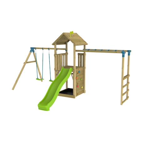 Aire de jeux pont de singe tamarin bois fsc® Marron - bleu - vert 2 - vertbaudet enfant 