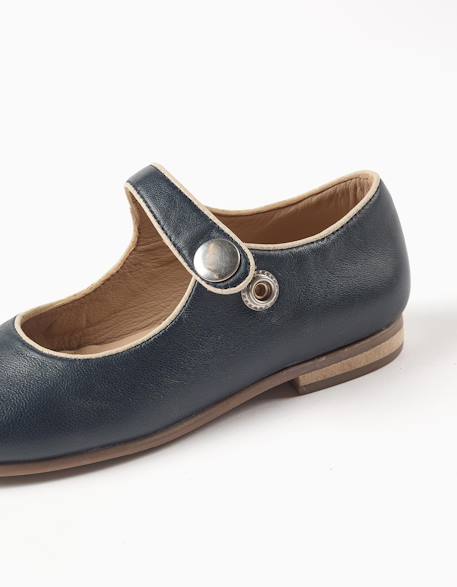 Ballerines t-bar en cuir Bleu foncé 4 - vertbaudet enfant 