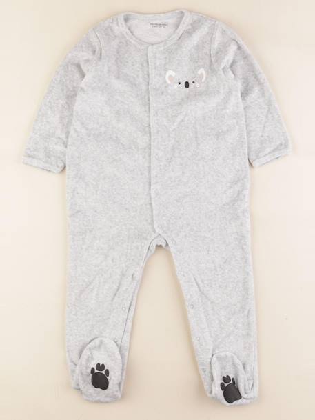 Pyjama velours - 2 ans Gris 1 - vertbaudet enfant 