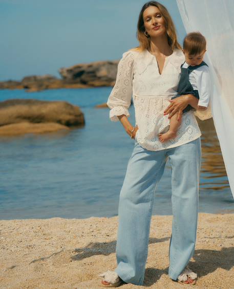 Jean de grossesse wide leg kelly mid Light blue+Mid blue 6 - vertbaudet enfant 