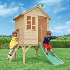 Maisonnette sur pilotis avec toboggan sunnyside bois fsc®  - vertbaudet enfant
