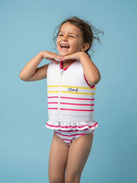 Maillot de bain flottant enfant - stéphanie Blanc / rose 2 - vertbaudet enfant 