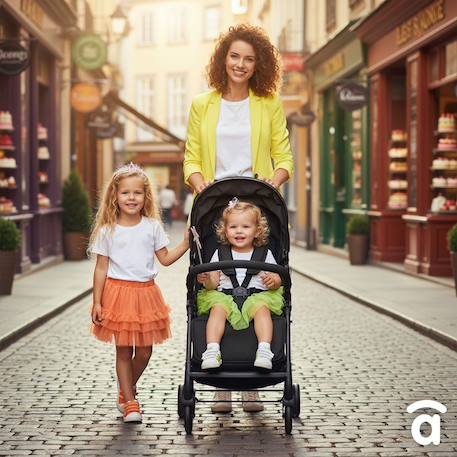 Poussette urbaine légère et compacte milan Noir+Noir et violet 2 - vertbaudet enfant 