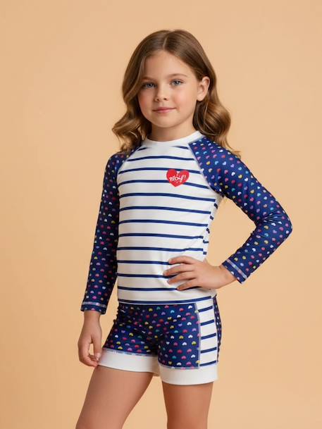 Ensemble anti-uv fille : heart Blanc / bleu / marine 1 - vertbaudet enfant 
