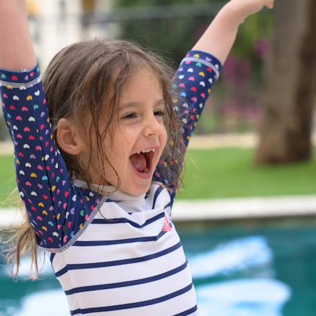Ensemble anti-uv fille : heart Blanc / bleu / marine 3 - vertbaudet enfant 