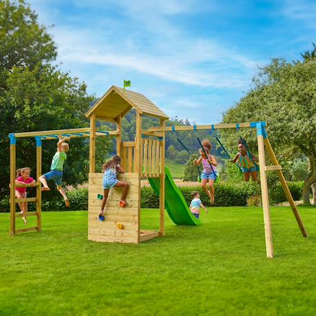 Aire de jeux pont de singe tamarin bois fsc® Marron - bleu - vert 1 - vertbaudet enfant 