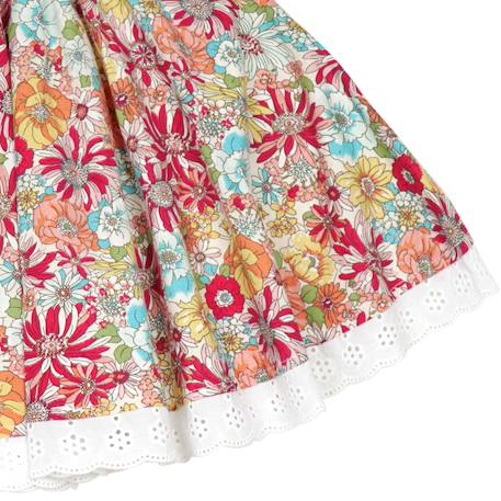 Jupe qui tourne  fleurie  d  cancan Rouge+Vert d'eau 2 - vertbaudet enfant 