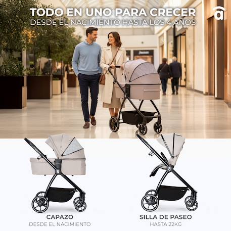 Duo poussette et nacelle Rodas Beige+Noir 3 - vertbaudet enfant 