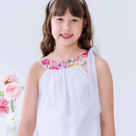 Robe cérémonie   col liberty    alizee Blanc rose floral 2 - vertbaudet enfant 