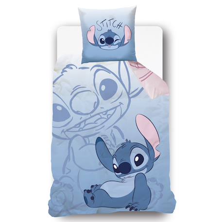Housse de couette disney stitch et angel recto/verso coton Bleu 2 - vertbaudet enfant 