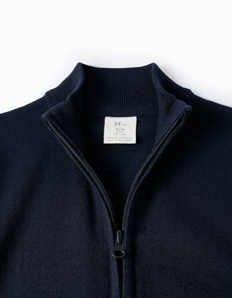 Gilet en maille avec fermeture éclair Bleu foncé 3 - vertbaudet enfant 