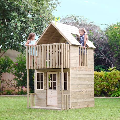 Maisonnette cabane loft bois fsc® Marron 1 - vertbaudet enfant 
