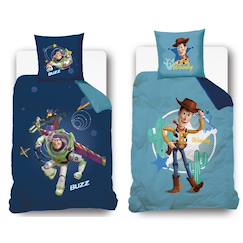 Linge de maison et décoration-Linge de lit enfant-Taie d'oreiller-Housse de couette disney buzz et woody recto/verso coton