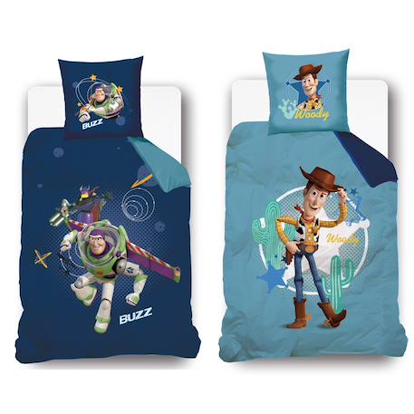 Housse de couette disney buzz et woody recto/verso coton Bleu 1 - vertbaudet enfant 