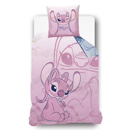 Housse de couette disney stitch et angel recto/verso coton Bleu 3 - vertbaudet enfant 