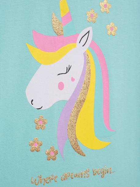 T-shirt fille avec arc-en-ciel en sequins DANAMADE bleu glacier+rose poudré 3 - vertbaudet enfant 