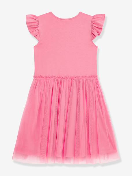 Robe avec jupe en tulle arc-en-ciel et manches volantées fille DANAMADE rose dragée+turquoise 2 - vertbaudet enfant 