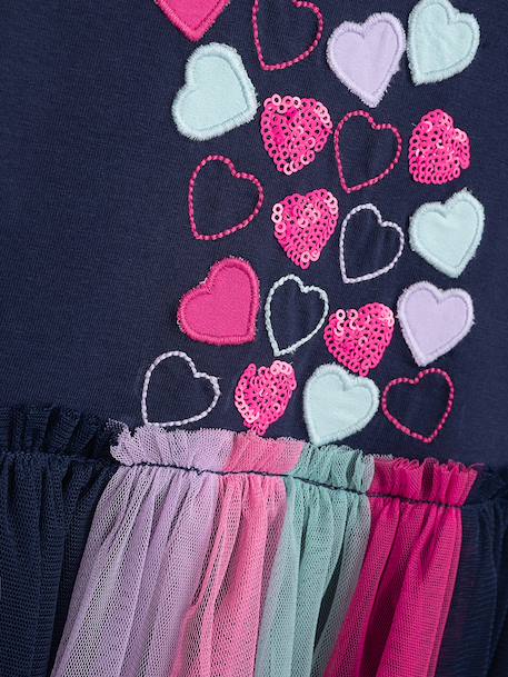 Robe à manches volantées et jupe en tulle fille, application cœur DANAMADE marine 3 - vertbaudet enfant 