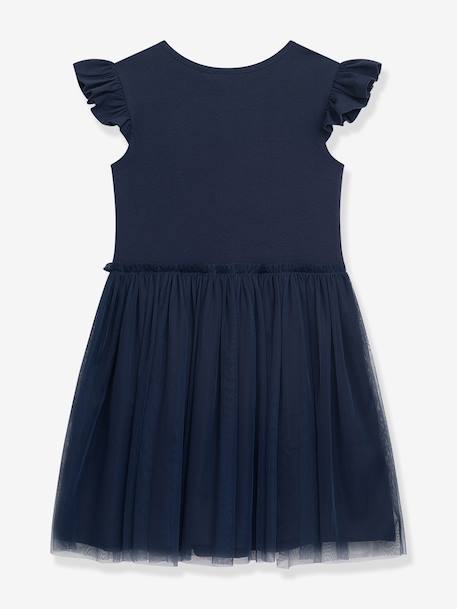 Robe à manches volantées et jupe en tulle fille, application cœur DANAMADE marine 2 - vertbaudet enfant 