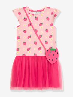 -Robe avec sac bandoulière fraise, jupe en tulle rose fille DANAMADE