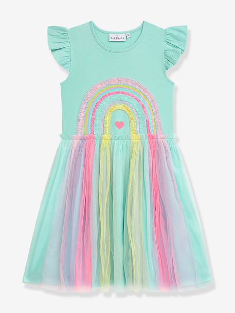 Fille-Robe avec jupe en tulle arc-en-ciel et manches volantées fille DANAMADE