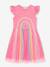 Robe avec jupe en tulle arc-en-ciel et manches volantées fille DANAMADE rose dragée+turquoise 1 - vertbaudet enfant 