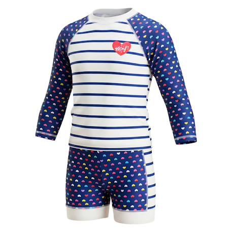 Ensemble anti-uv fille : heart Blanc / bleu / marine 4 - vertbaudet enfant 