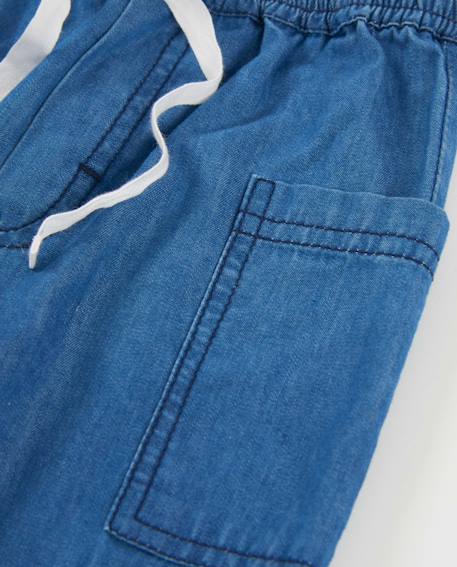 Pantalon pour garçon en toile avec denim léger Bleu 3 - vertbaudet enfant 