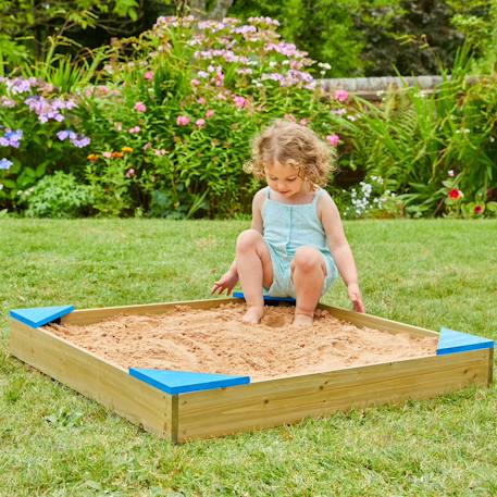 Bac à sable avec couverture de protection  bois fsc® Marron - bleu 1 - vertbaudet enfant 