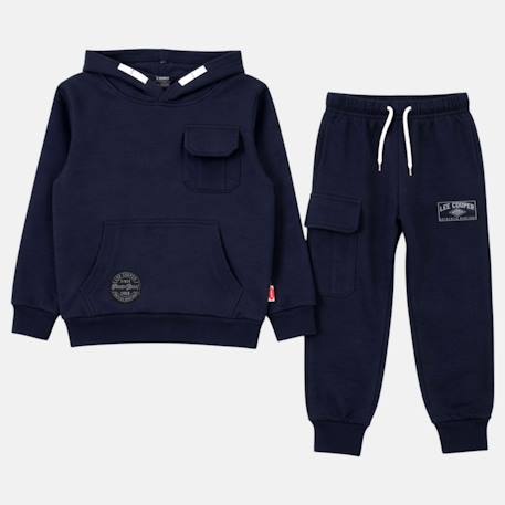 Sweat à capuche avec poche et pantalon de jogging Gris+Kaki+Marine+Noir 16 - vertbaudet enfant 