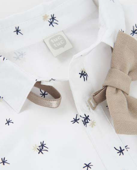 Chemise garçon en tissu uni avec nœud papillon amovible Blanc 3 - vertbaudet enfant 