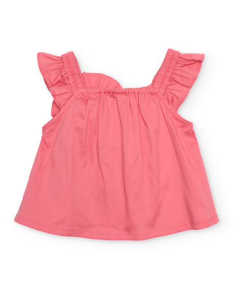 Blouse pour fille en toile avec grande fleur sur le devant Rose 2 - vertbaudet enfant 
