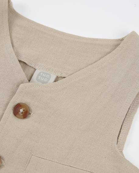 Gilet garçon en tissu uni avec fermeture à boutons Beige 3 - vertbaudet enfant 