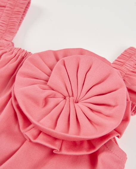 Blouse pour fille en toile avec grande fleur sur le devant Rose 3 - vertbaudet enfant 