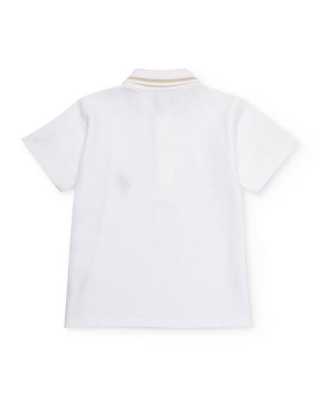 Polo garçon en maille avec broderie décorative Blanc 2 - vertbaudet enfant 