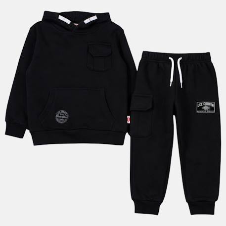 Sweat à capuche avec poche et pantalon de jogging Gris+Kaki+Marine+Noir 22 - vertbaudet enfant 