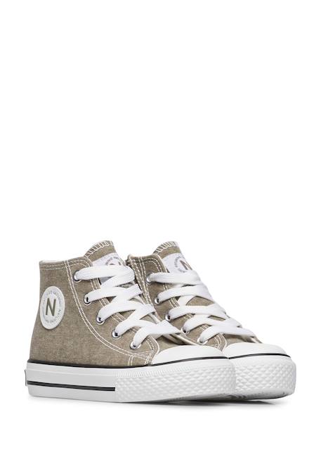 Baskets à la cheville en cuir et tissu ylfas. Blanc-+Kaki-+Marine- 7 - vertbaudet enfant 