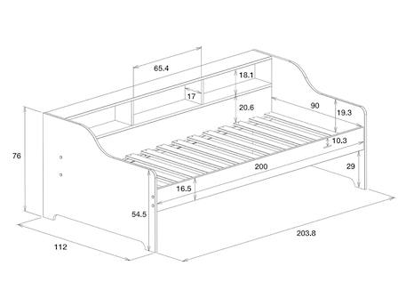 Lit banquette avec rangement 90x200 Chene 2 - vertbaudet enfant 