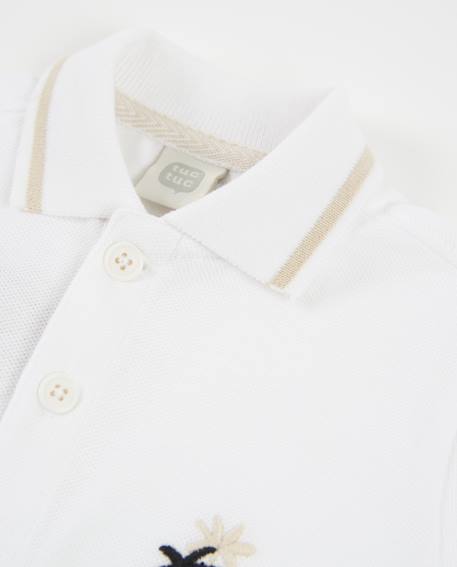 Polo garçon en maille avec broderie décorative Blanc 3 - vertbaudet enfant 