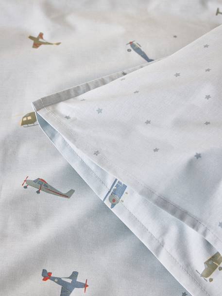 Housse de couette coton 'aviateur' Bleu+Imprimé rime multico 4 - vertbaudet enfant 