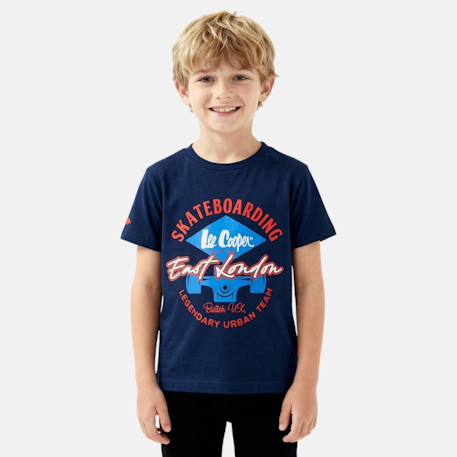 T-shirt manches courtes garçon avec imprimé Bleu+Gris+Marine+Rouge 9 - vertbaudet enfant 