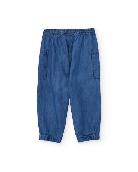 Pantalon pour garçon en toile avec denim léger Bleu 2 - vertbaudet enfant 
