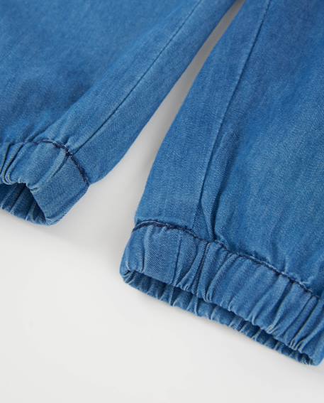 Pantalon pour garçon en toile avec denim léger Bleu 4 - vertbaudet enfant 