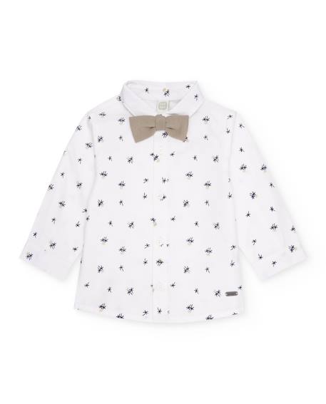Garçon-Chemise garçon en tissu uni avec nœud papillon amovible